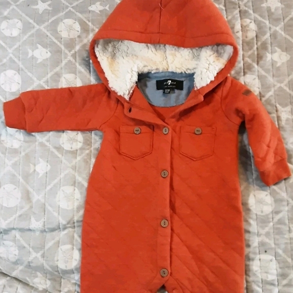 7 For All Mankind Orange Baby Jacket with Sherpa Lining - Picture 1 of 4